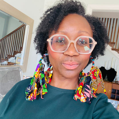 Ankara Hoop Fringe Earrings