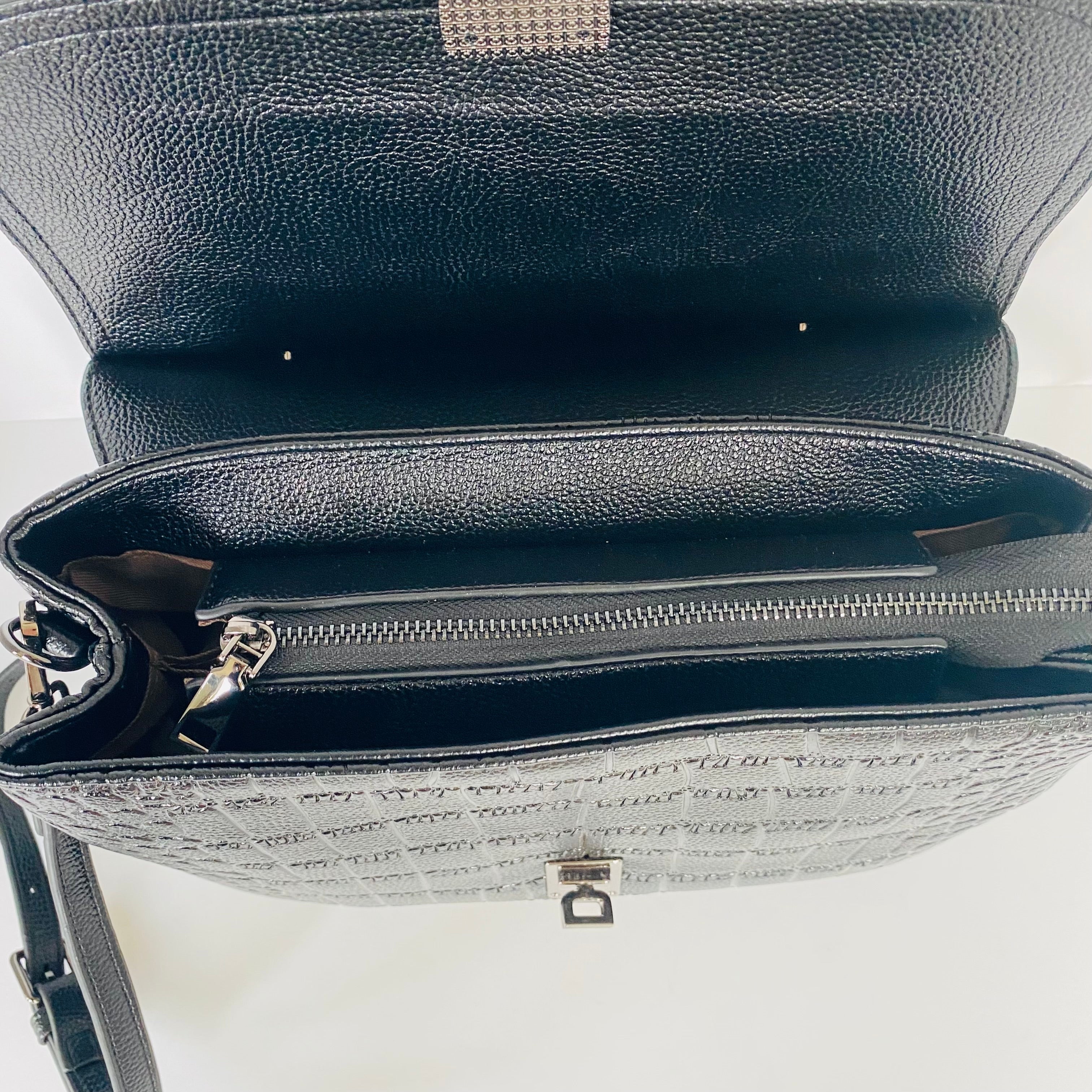 Embossed Leather Bag - Black