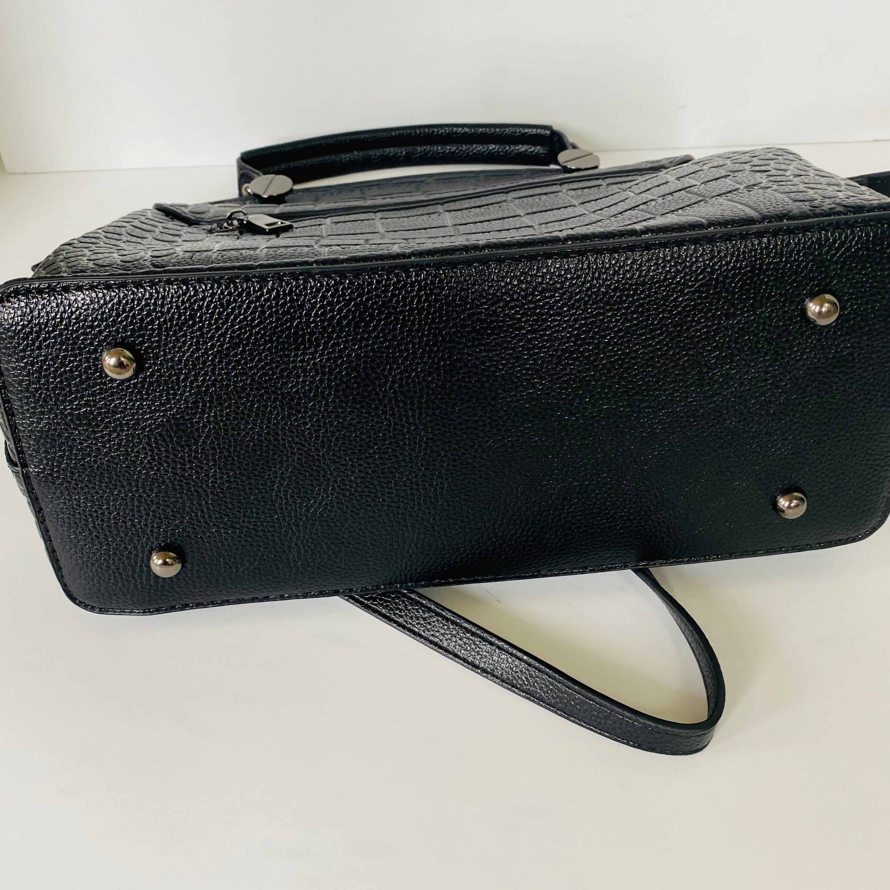 Embossed Leather Bag - Black