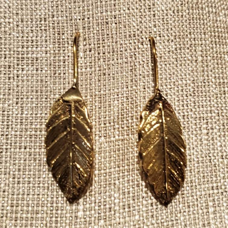 African Brass Leaf Earrings