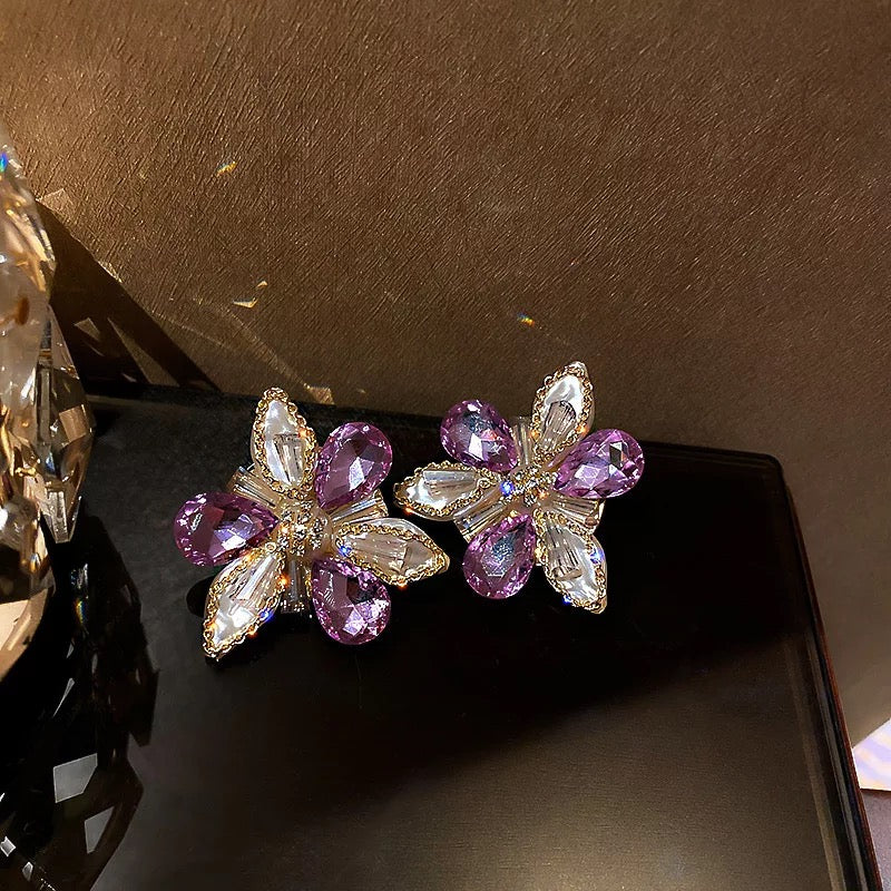 Crystal Flower Oversized Studs