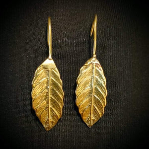 African Brass Leaf Earrings