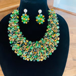 Load image into Gallery viewer, Crocheted Crystal Necklace w/ Earrings
