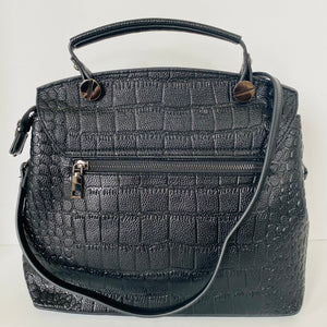 Embossed Leather Bag - Black