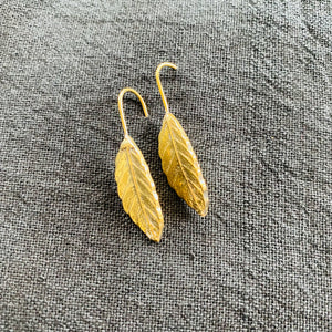 African Brass Leaf Earrings