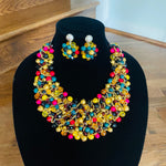 Load image into Gallery viewer, Crocheted Crystal Necklace w/ Earrings
