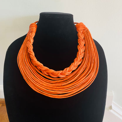 Semi-Braided Raffia Necklace