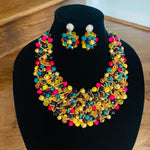 Load image into Gallery viewer, Crocheted Crystal Necklace w/ Earrings

