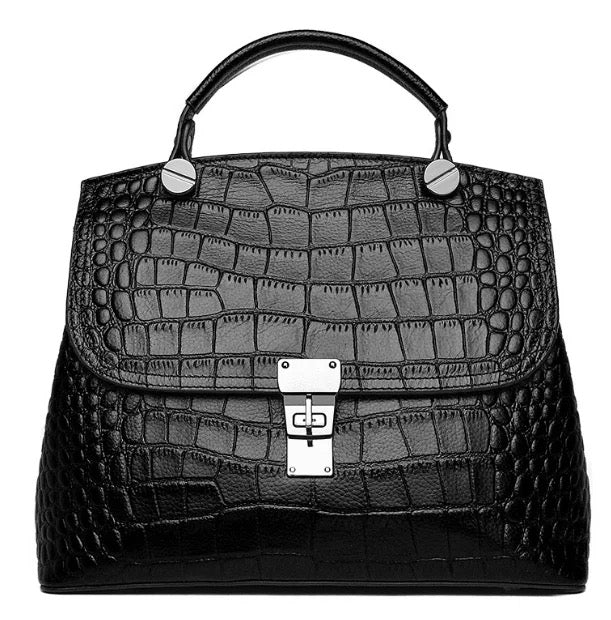 Embossed Leather Bag - Black