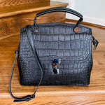 Load image into Gallery viewer, Embossed Leather Bag - Black
