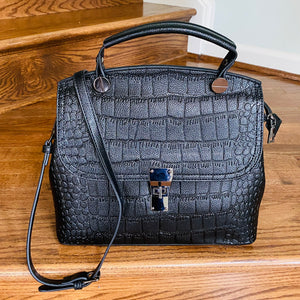 Embossed Leather Bag - Black