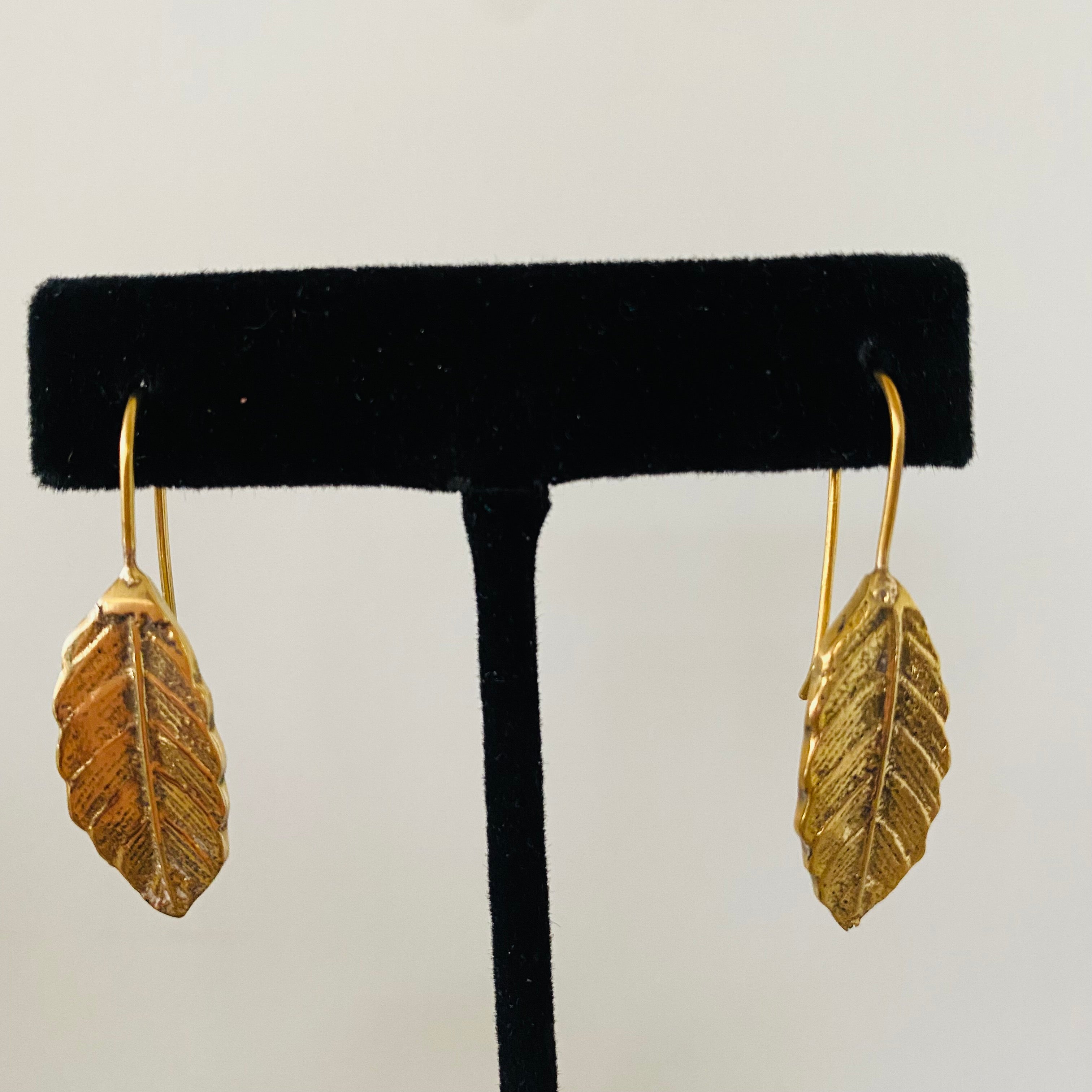 African Brass Leaf Earrings