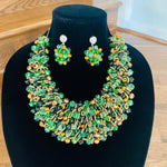 Load image into Gallery viewer, Crocheted Crystal Necklace w/ Earrings
