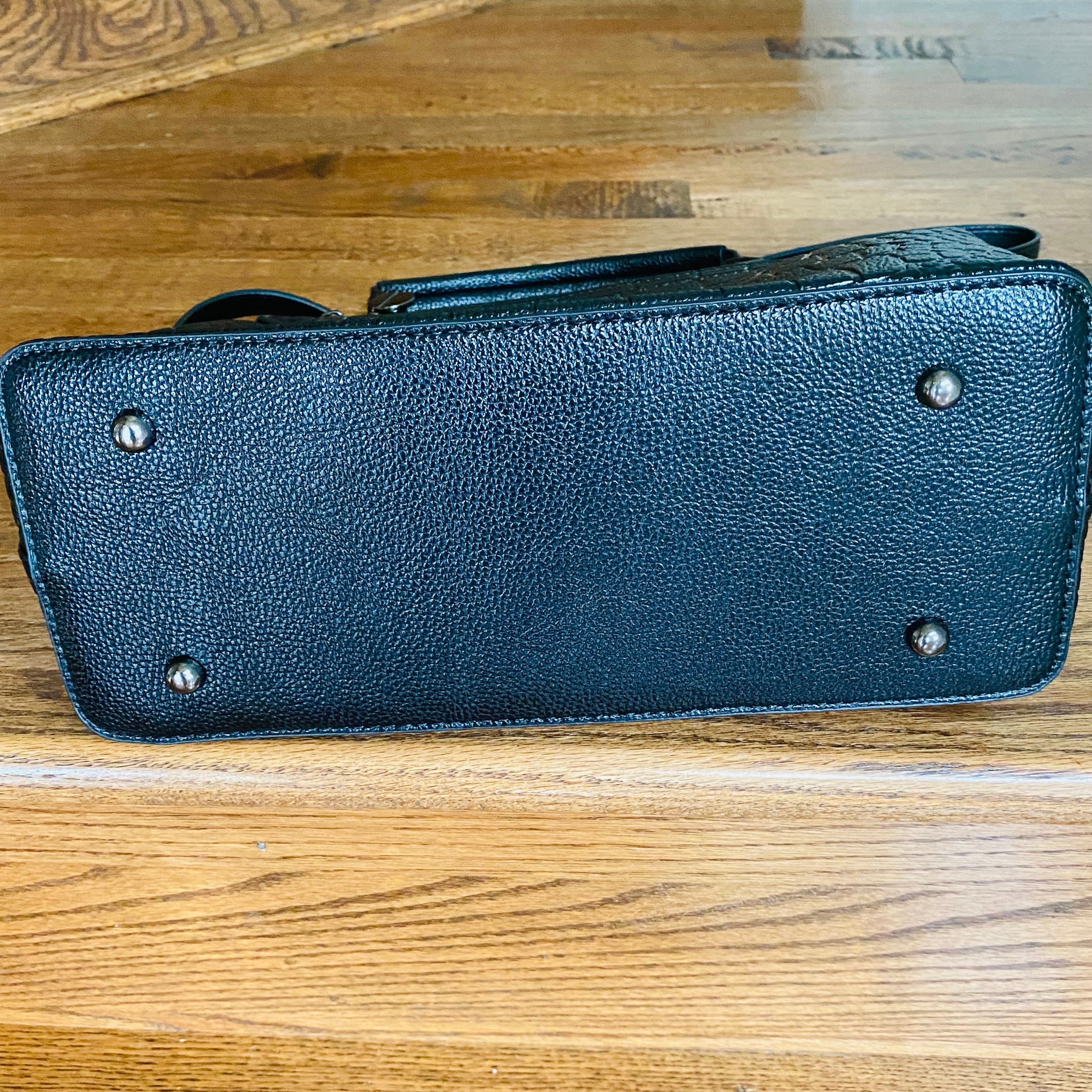 Embossed Leather Bag - Black