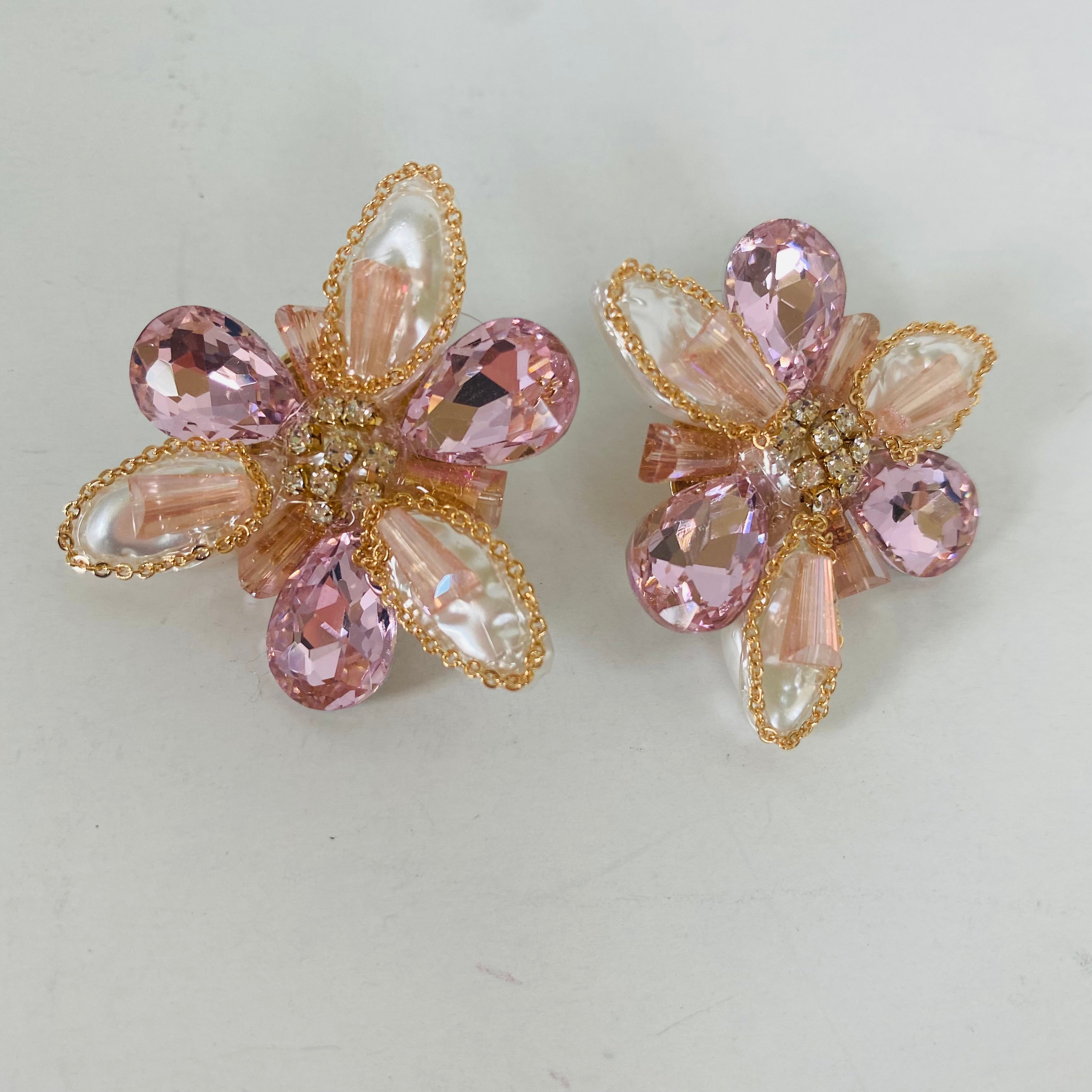 Crystal Flower Oversized Studs