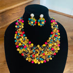 Load image into Gallery viewer, Crocheted Crystal Necklace w/ Earrings
