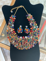 Load image into Gallery viewer, Crocheted Crystal Necklace w/ Earrings
