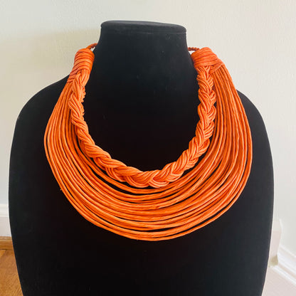 Semi-Braided Raffia Necklace