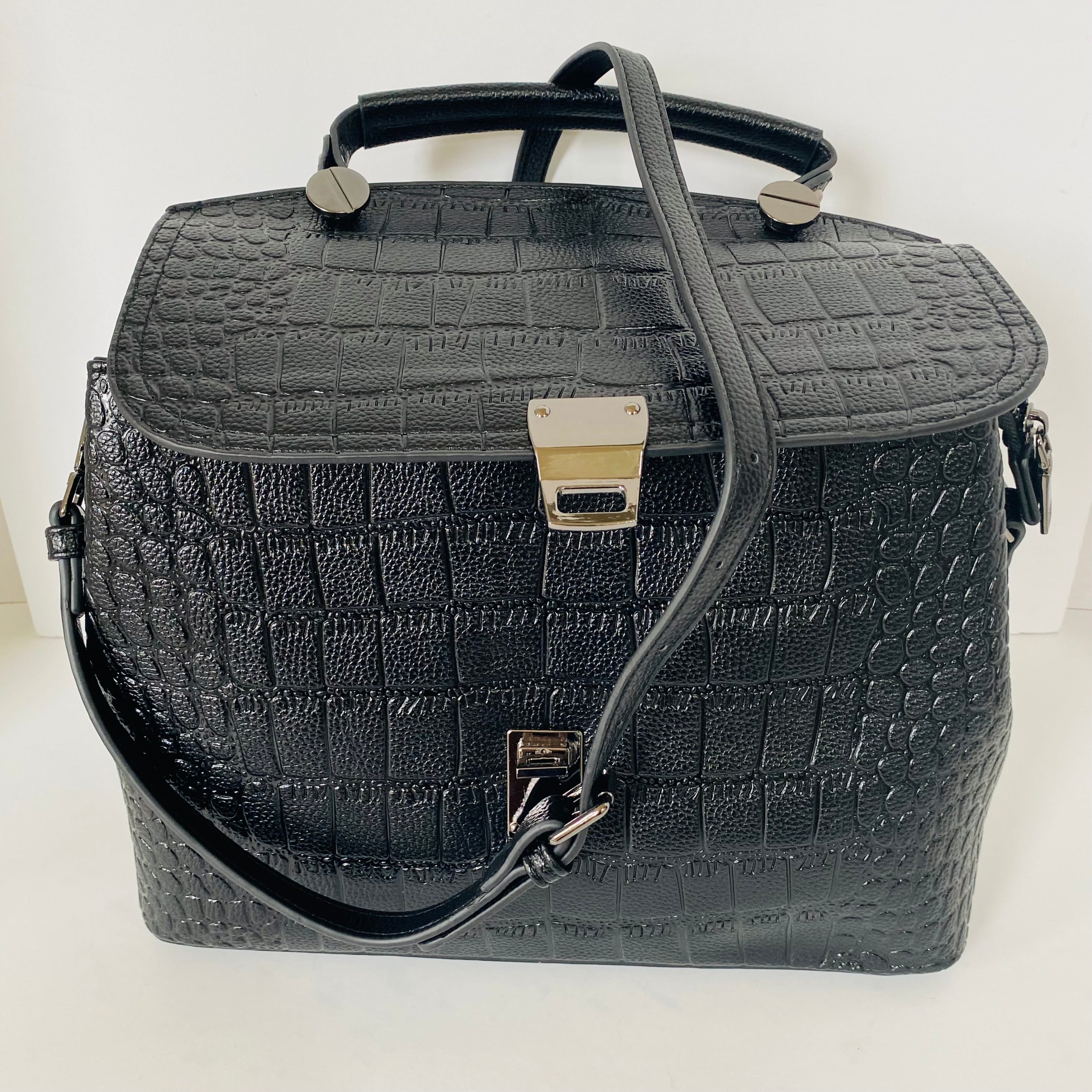 Embossed Leather Bag - Black