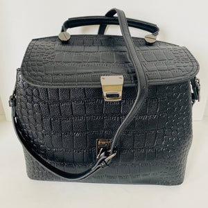 Embossed Leather Bag - Black