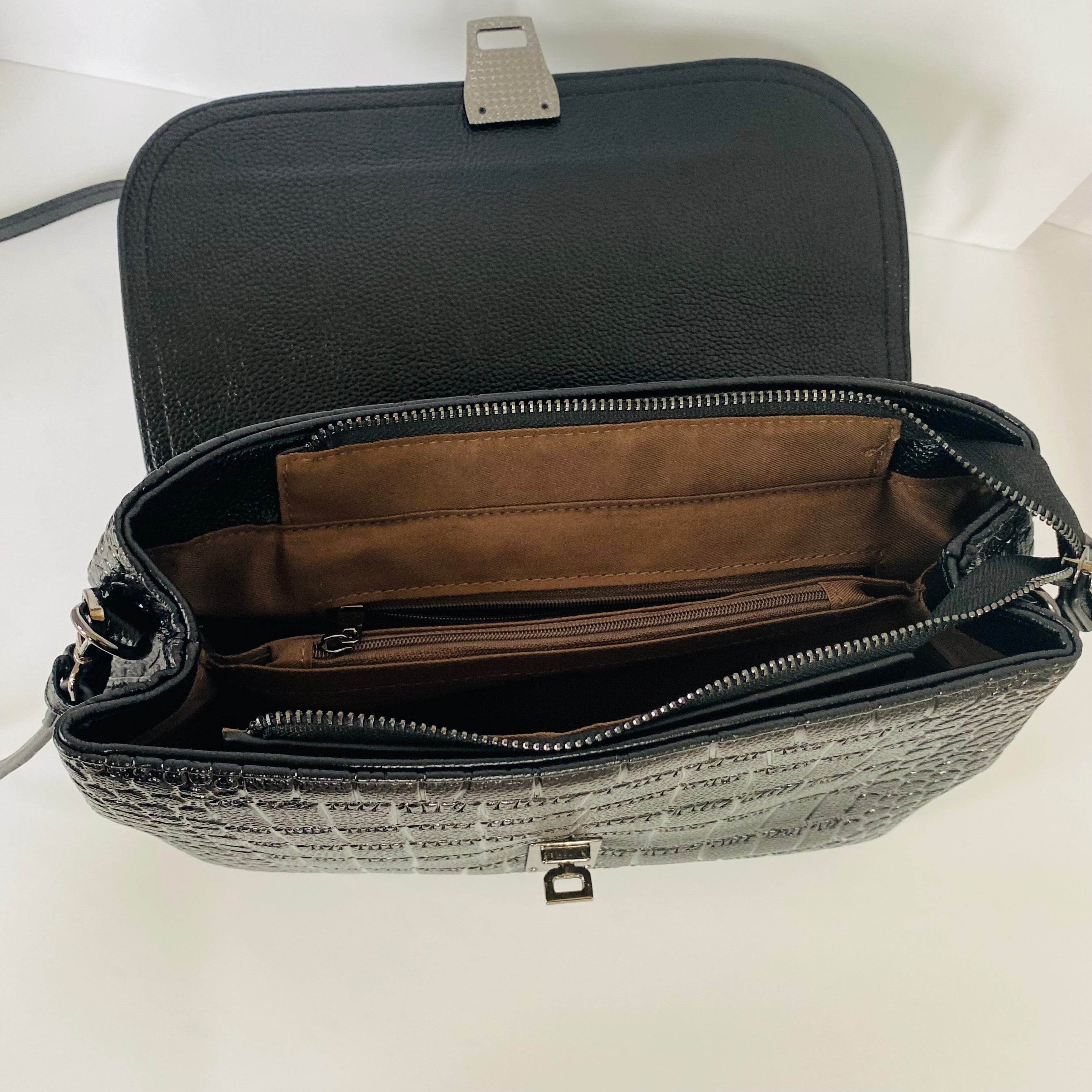 Embossed Leather Bag - Black