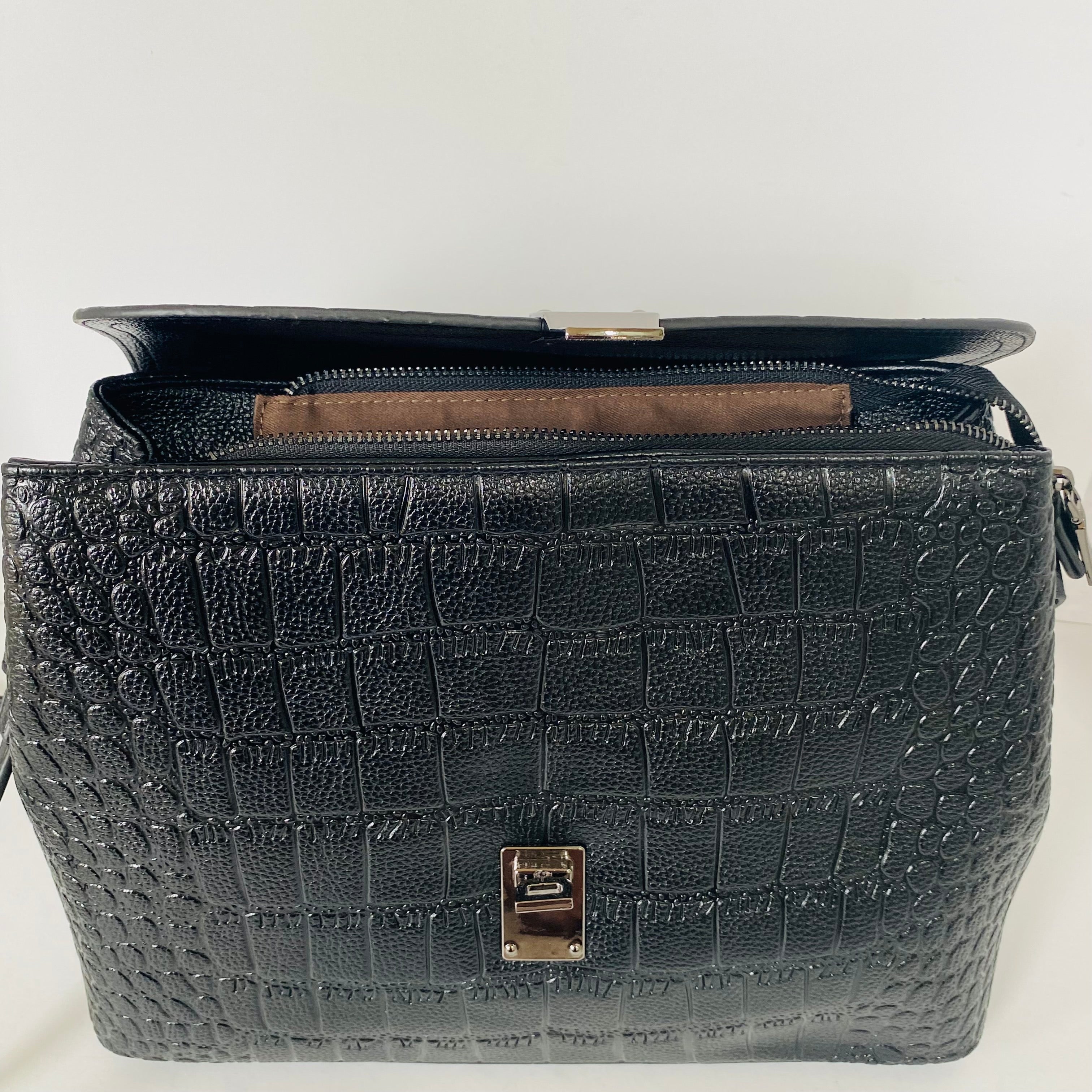 Embossed Leather Bag - Black