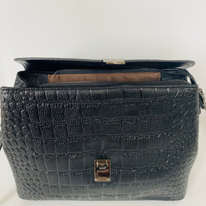 Embossed Leather Bag - Black