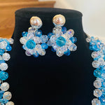 Load image into Gallery viewer, Crocheted Crystal Necklace w/ Earrings
