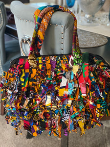 Ankara Patchwork Shag Tote/Handbag